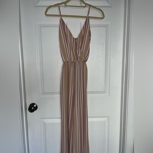 J For Justify Pink & Cream Jumpsuit